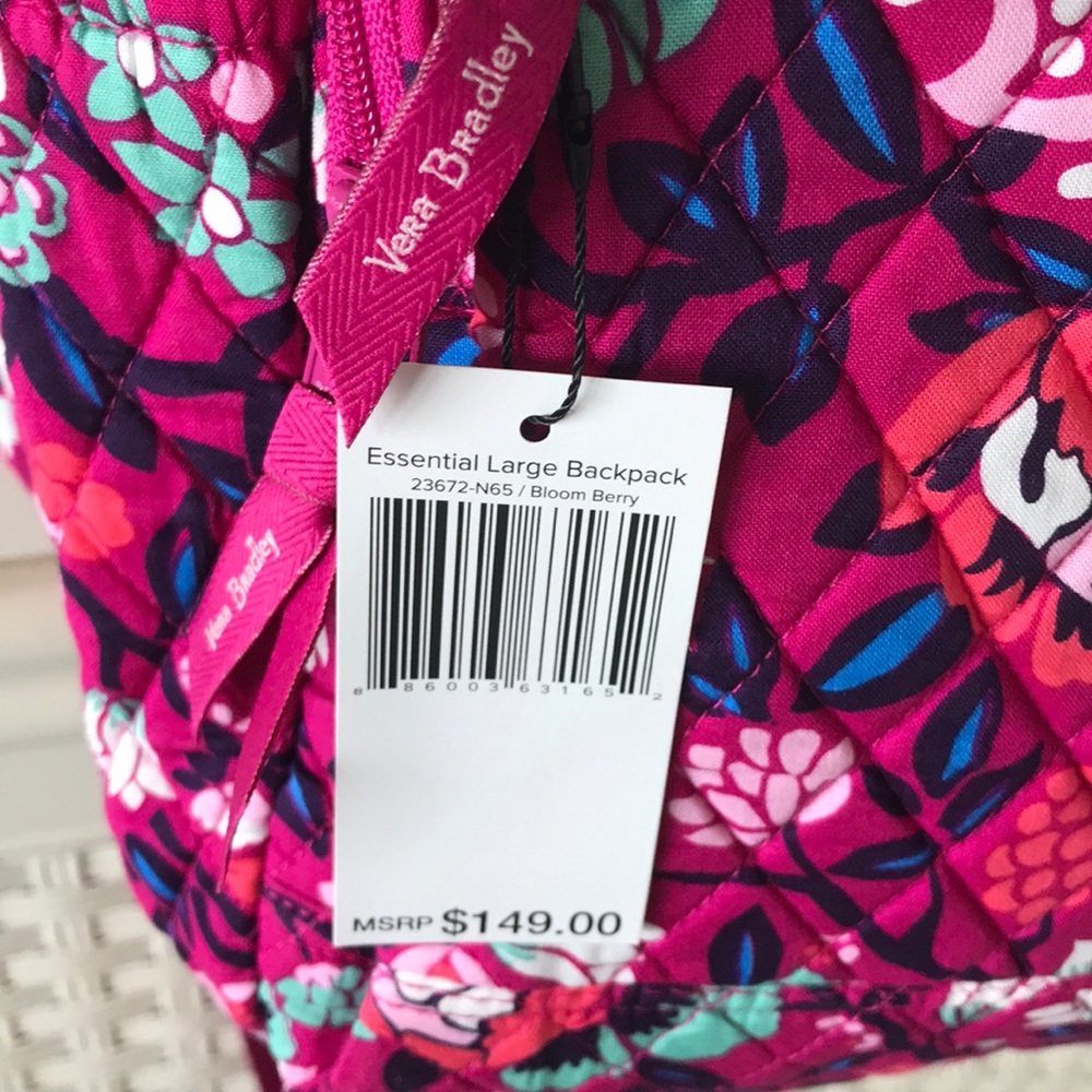 Vera Bradley Bloom Berry XL LARGE Backpack NWT - Picture 3 of 8
